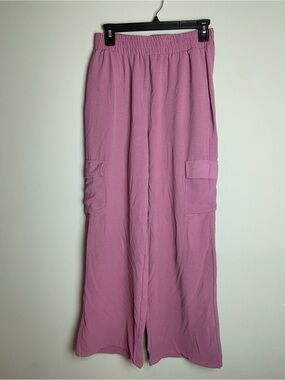 Ci Sono Mauve Cargo Wide-Leg Joggers